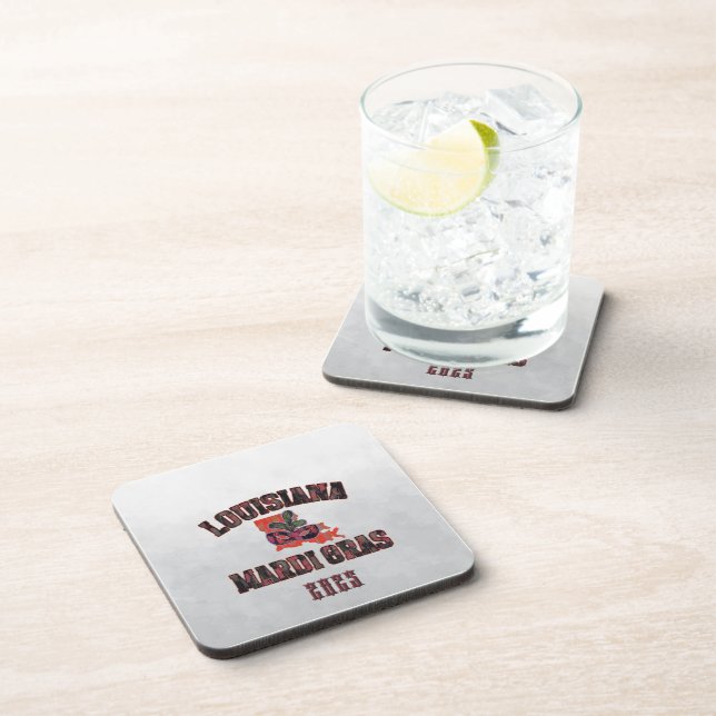 Mardi Gras Red Black  Beverage Coaster (Right Side)