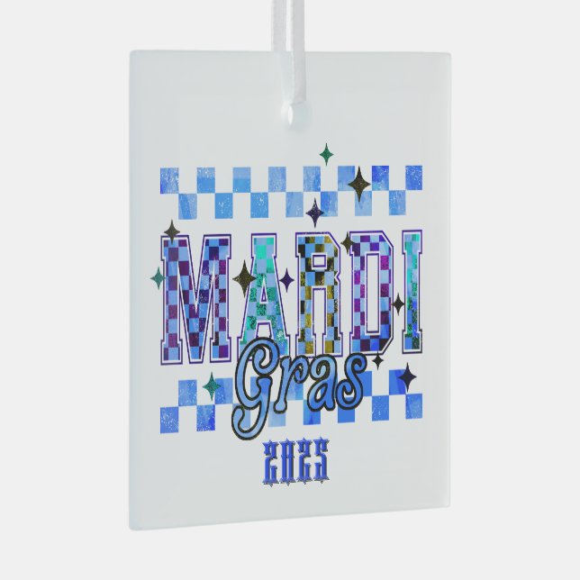 Mardi Gras Red Black  Glass Ornament (Front Right)