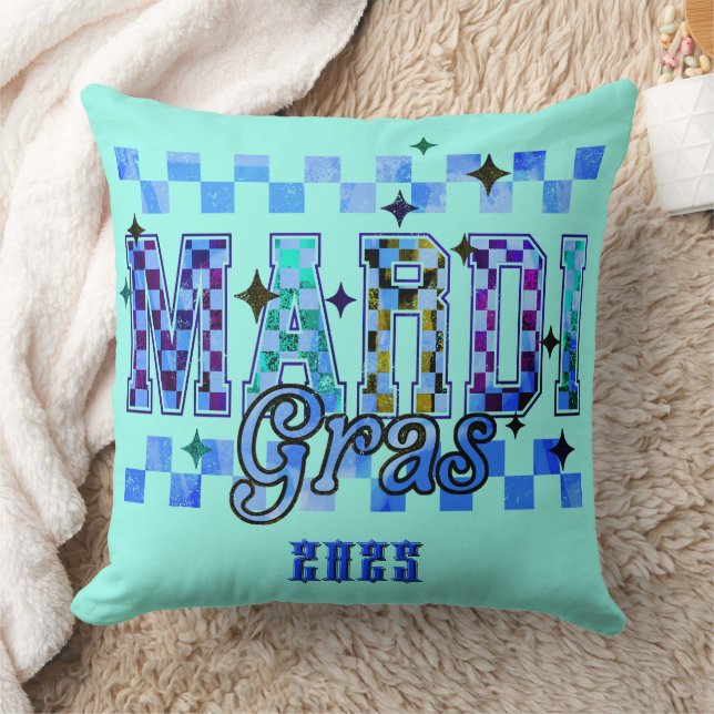 Mardi Gras Red Black  Throw Pillow (Blanket)