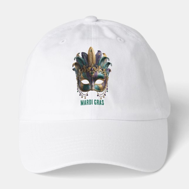 Mardi Gras Regal Feather Mask Hat (Front)