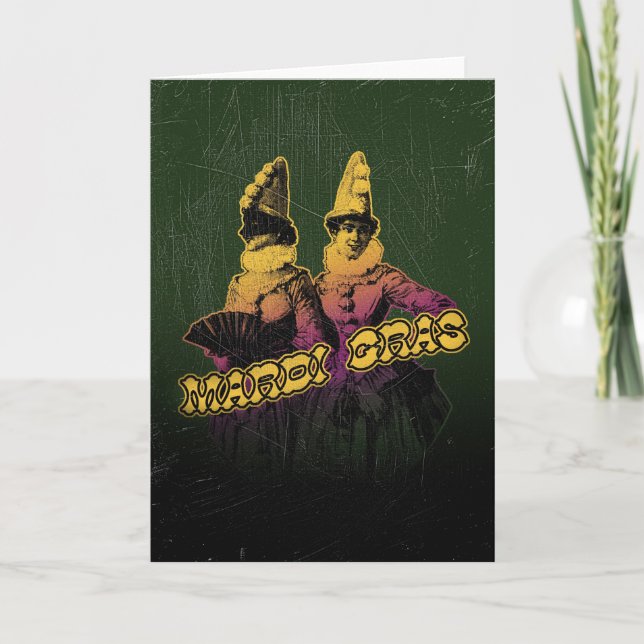 Mardi Gras Revelers Card (Front)