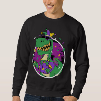 Mardi Gras Rex Dinosaur Dino Mardi Gras Bead Costu Sweatshirt