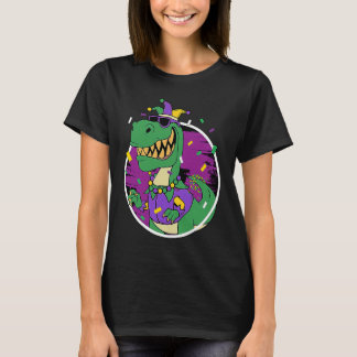 Mardi Gras Rex Dinosaur Dino Mardi Gras Bead Costu T-Shirt