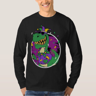 Mardi Gras Rex Dinosaur Dino Mardi Gras Bead Costu T-Shirt