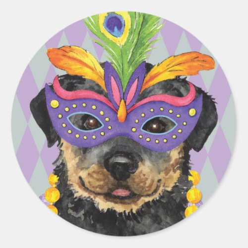 Mardi Gras Rottweiler Classic Round Sticker