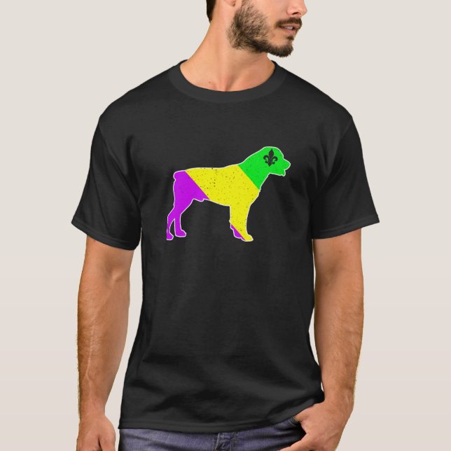 Mardi Gras Rottweiler Dog Funny Puppy Dog Lover T-Shirt (Front)