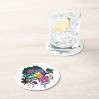 Mardi Gras - Funny Masquerade Party Decorations - Drink Coasters - Set of 6