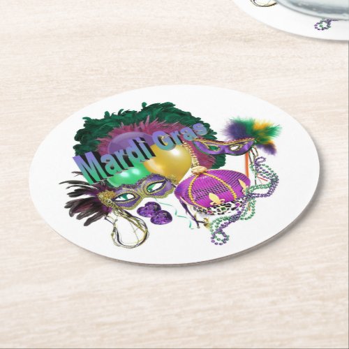 Mardi Gras Round Paper Coaster