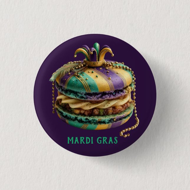 Mardi Gras Royal Macaron Button (Front)