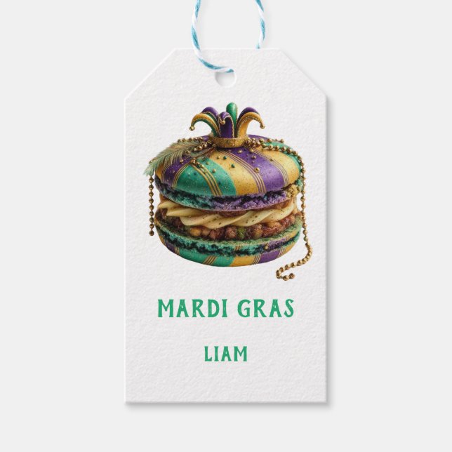 Mardi Gras Royal Macaron Gift Tags (Front)