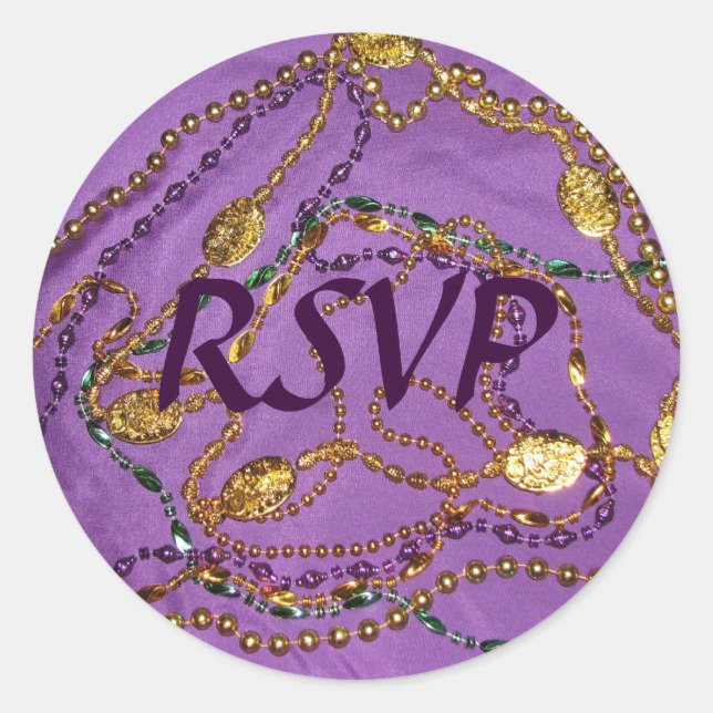 Mardi Gras RSVP Sticker (Front)