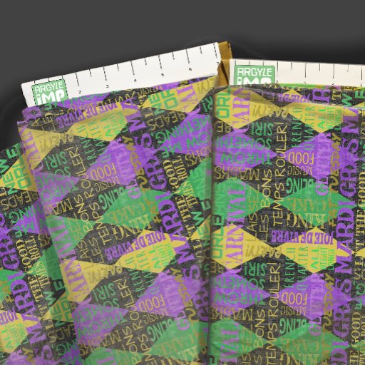 Mardi Gras Sayings, Phrases - Harlequin Argyle Fabric