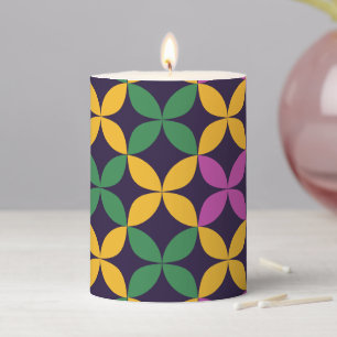 Mardi Gras Seven Circles Pillar Candle