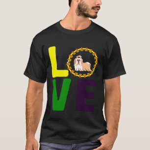 Mardi Gras Shih Tzu Dog Mom Dad Love Fleur De Lis T-Shirt