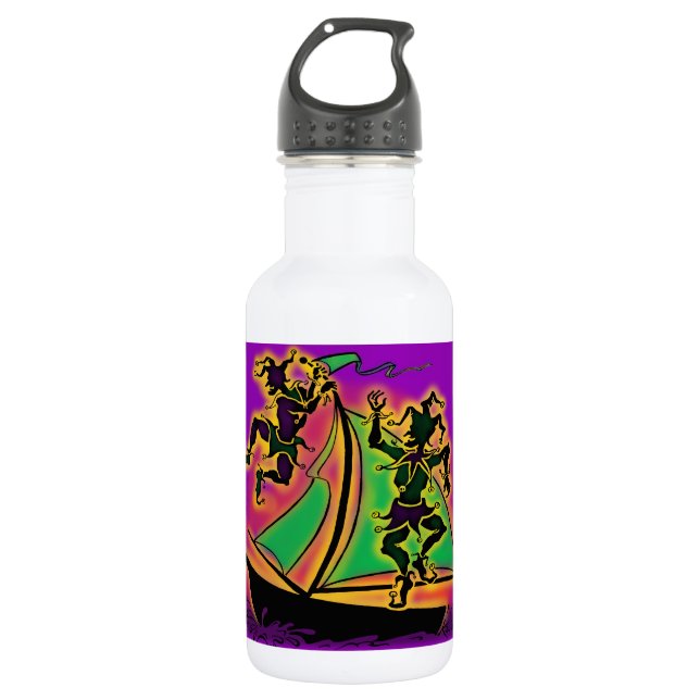 Mardi Gras Ship of Fools Stainless Steel Water Bottle (Front)