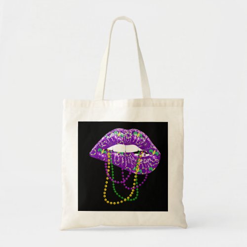 Mardi Gras Shirt for Women Lips Queen Carnival Cos Tote Bag