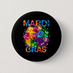 Mardi Gras Shirt Mask Watercolor Women Men Boys Gi Button