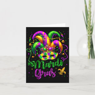 Mardi Gras Shirts For Women Kids Men Beads Mask Fe Card
