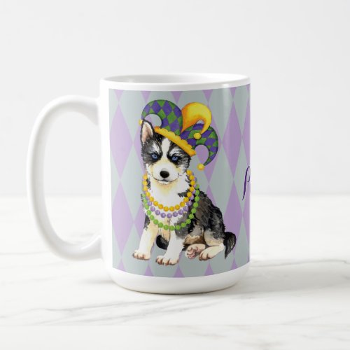 Mardi Gras Siberian Husky Coffee Mug