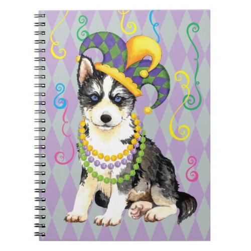 Mardi Gras Siberian Husky Notebook