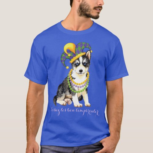 Mardi Gras Siberian Husky T_Shirt