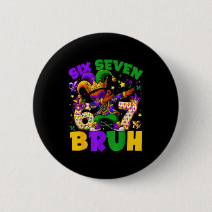 Mardi Gras Six Seven 67 Bruh Meme Dabbing Leprecha Button