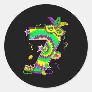 Mardi Gras Six Seven 6 7 Matching Costume Couple M Classic Round Sticker