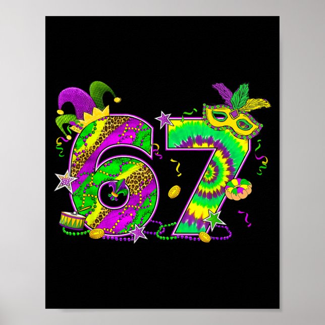 Mardi Gras Six Seven 6 7 Matching Costume Couple M Poster (Front)
