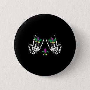Mardi Gras Skeleton Rocker Hands Rock Music Men Bo Button