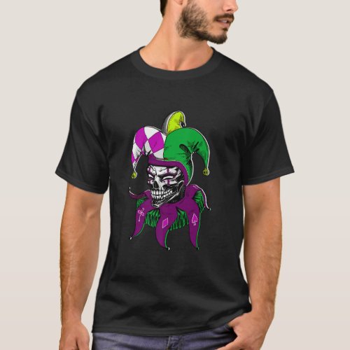 Mardi Gras Skull Jester Hat Funny Parade Costume M T_Shirt