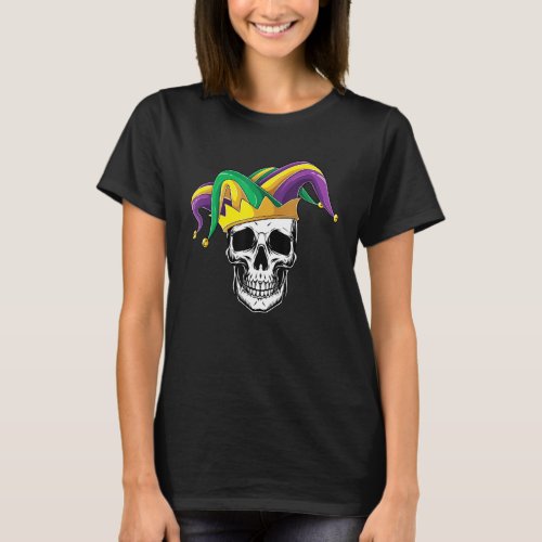 Mardi Gras Skull Jester Hat Funny Parade Costume M T_Shirt