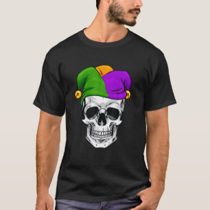 Mardi Gras Skull Jester Hat Funny Parade Costume T-Shirt