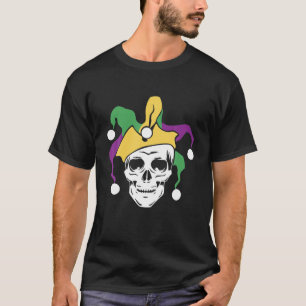 Mardi Gras Skull Jester Hat Funny Parade Costume T-Shirt