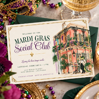 Mardi Gras Social Club New Orleans Invitation