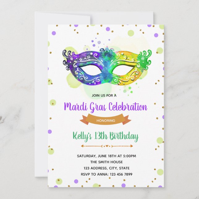 , Mardi Gras Soiree invitation (Front)