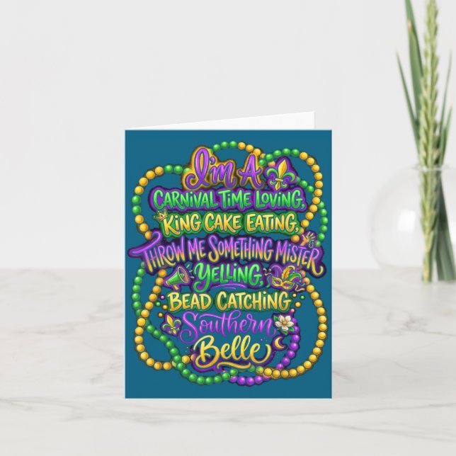 Mardi Gras Southern Belle Carnival Design Card (Front)