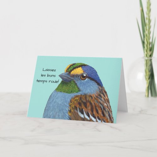 Mardi Gras Sparrow  Greeting Card