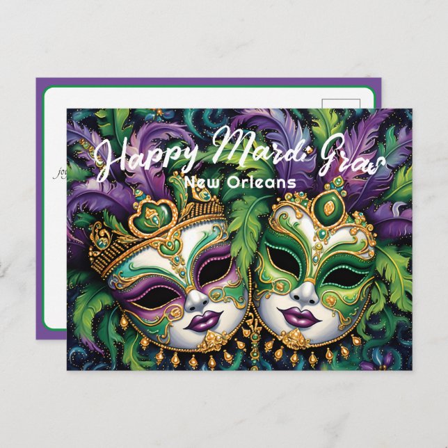 💚💜💛 Mardi Gras Splendor Postcard (Front/Back)