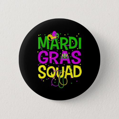Mardi Gras Squad Beads Jester Hat T_Shirt Button