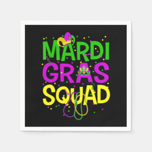 Mardi Gras Squad Beads Jester Hat T-Shirt Napkins