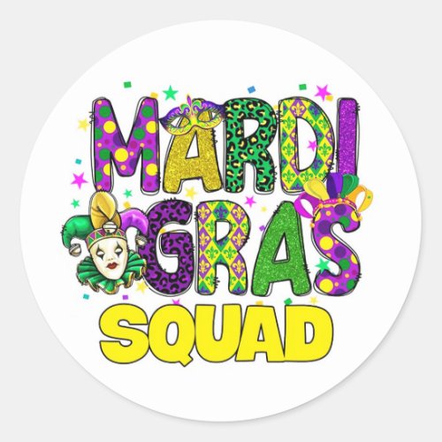 Mardi Gras Squad Classic Round Sticker