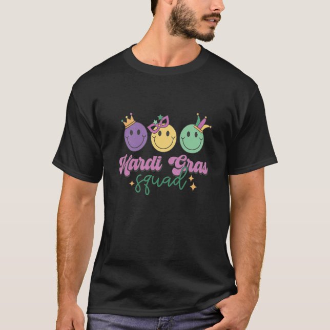 Mardi Gras Squad Family Group Friends Bourbon Stre T-Shirt (Front)
