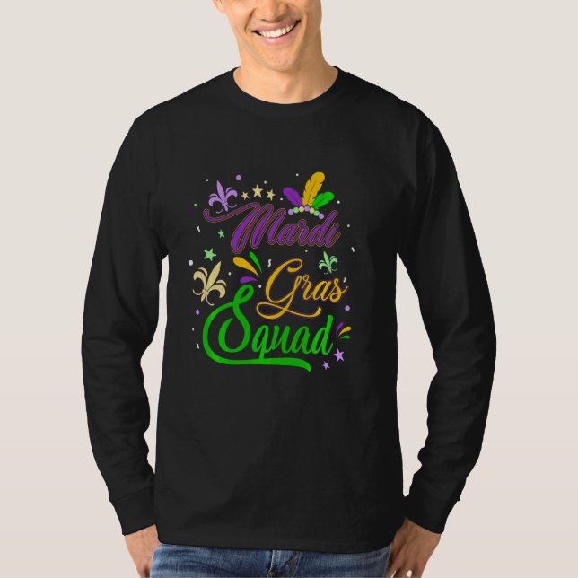 Mardi Gras Squad Fleur De Lys Mask Funny Mardi Gra T-Shirt (Front)