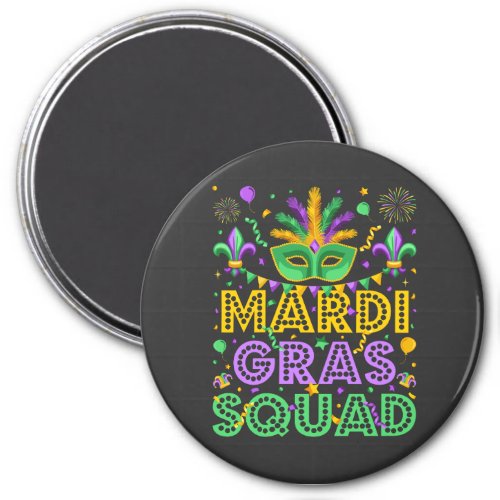 Mardi Gras Squad Matching Circle Magnet