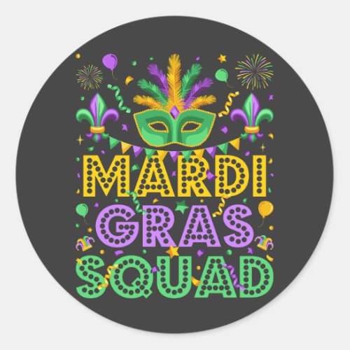 Mardi Gras Squad Matching Classic Round Sticker