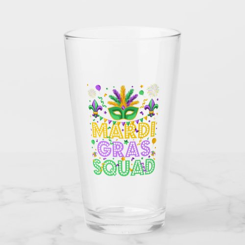Mardi Gras Squad Matching Drinking Glass