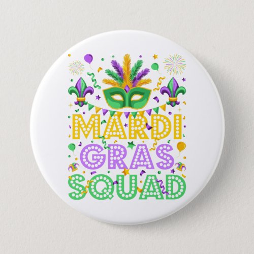 Mardi Gras Squad Matching Round Button