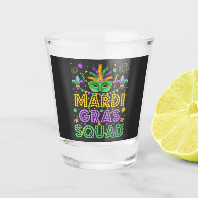Mardi Gras Squad Matching Shot Glass (Front)