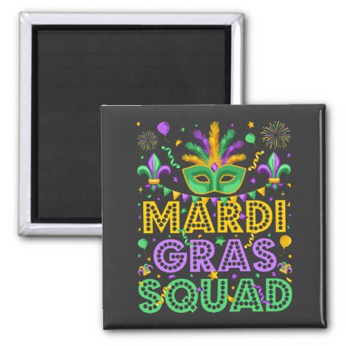 Mardi Gras Squad Matching Square Magnet