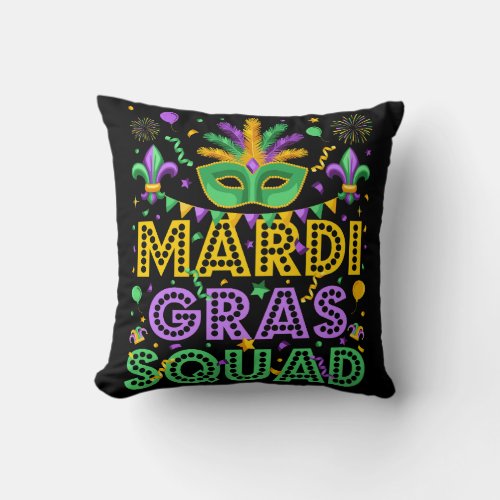 Mardi Gras Squad Matching Throw Pillow